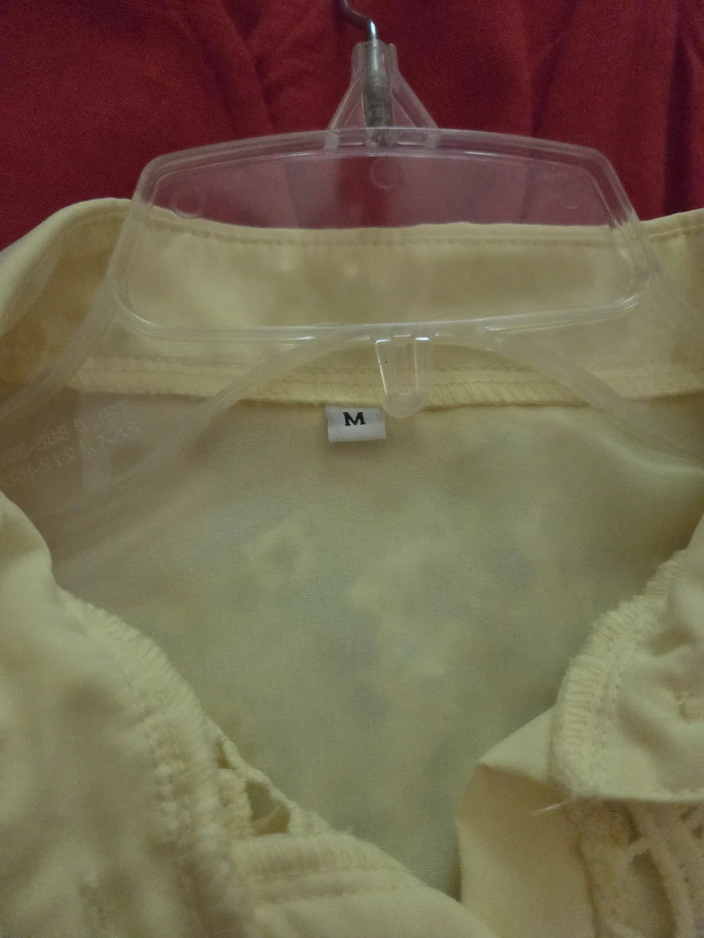 Lace-Sleeve Button-Front Women’s Top in Light Yellow - Picture 3 of 3